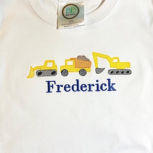 Boys Construction vehicle shirt/custom Construction Vehicle Shirt/Monogrammed shirt for boy/custom embroidery
