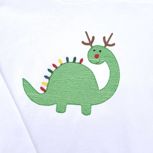 Boys Christmas Dinosaur Embroidered Shirt: Personalized Holiday Apparel