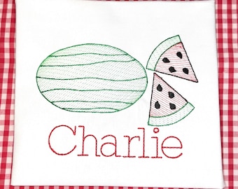Boys Watermelon Embroidered Shirt: Custom Monogrammed Summer Top
