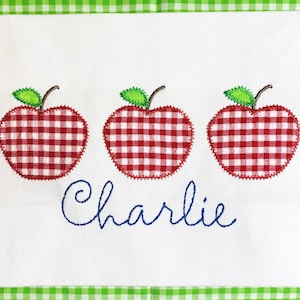 Girls Back to School shirt /Monogrammed for girls /School days/ Back to School/apples trio embroidery