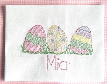 Girls Easter Egg Shirt: Custom Embroidered Easter Bunny