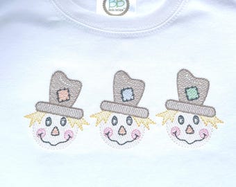 Boys Embroidered Scarecrow Shirt: Personalized Fall Outfit