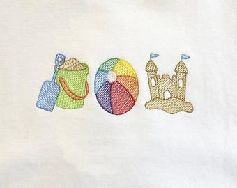 Boys Summer Shirt: Embroidered Beach Toys, Personalized Monogram