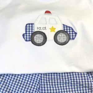 Embroidered Police Car Shirt: Personalized Future Policeman Outfit