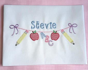Girls Back to School ABC bunting shirt /embroidery for girls /School days/ Back to School/ABC bunting embroidery