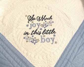 Custom Embroidered Baby Quilt: Heirloom Cotton Crib Quilt
