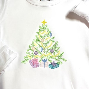 Girls Vintage Christmas tree with presents shirt/Christmas  Embroidery/Christmas Tree/Monogrammed for girl/custom Christmas shirt