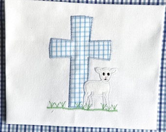 Boys Easter Shirt: Embroidered Cross and Lamb, Personalized Easter Outfit