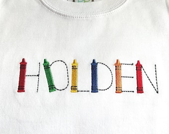Girls and Boys Back to School shirt /Monogrammed for girls and boys/School days/ Back to School/crayon name embroidery