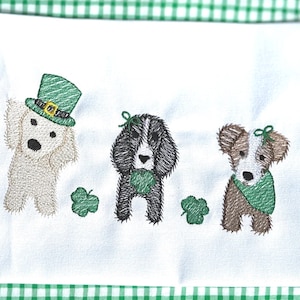 Girls St Patrick’s Day Custom embroidered shirt | Girls Embroidery | Puppy trio | St Patricks | Personalized for girl