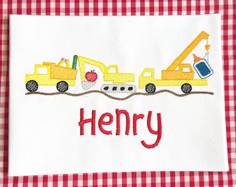 Boys Back to School construction shirt/construction Embroidery/Monogrammed shirt for boy/Back to school Embroidered shirt