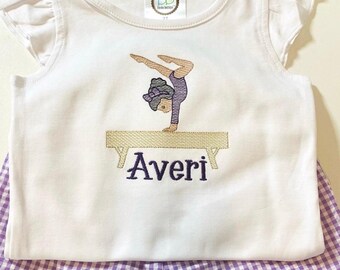 Camiseta de gimnasta bordada personalizada para niñas: regalo de gimnasia personalizado