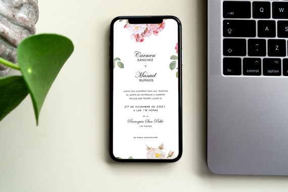 Digital Wedding Invitation | Invitación de boda digital | Floral invitation