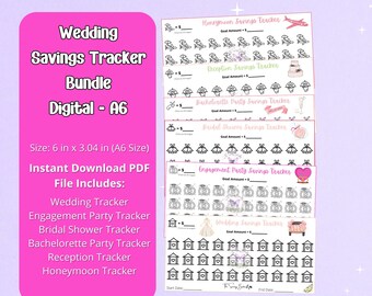 Printable Wedding Savings Tracker Bundle A6 (Digital Download)