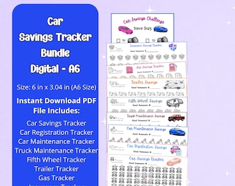 Printable Car Savings Tracker Bundle: A6 Budgeting (PDF Download)
