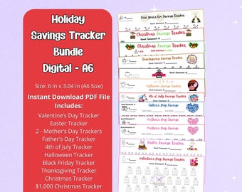 Printable Holiday Savings Tracker Bundle: A6 Printable Challenges (PDF Download)