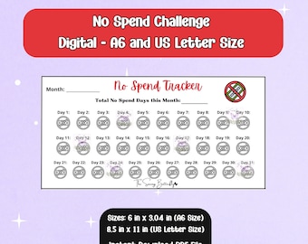 Printable No Spend Challenge Tracker A6/ Mini Savings Tracker/ Low Income Savings Challenge/ Mini Savings Challenge