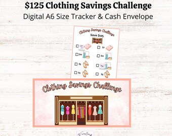Printable 100 Dollar Clothing Savings Challenge Tracker A6, A6 Savings Challenge, Low Income Savings Challenge, Mini Savings Challenge
