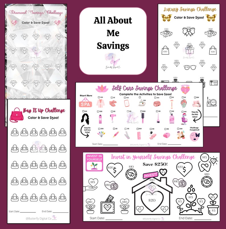 Printable 37 Savings Challenge Tracker Bundle Matches Fun - Etsy