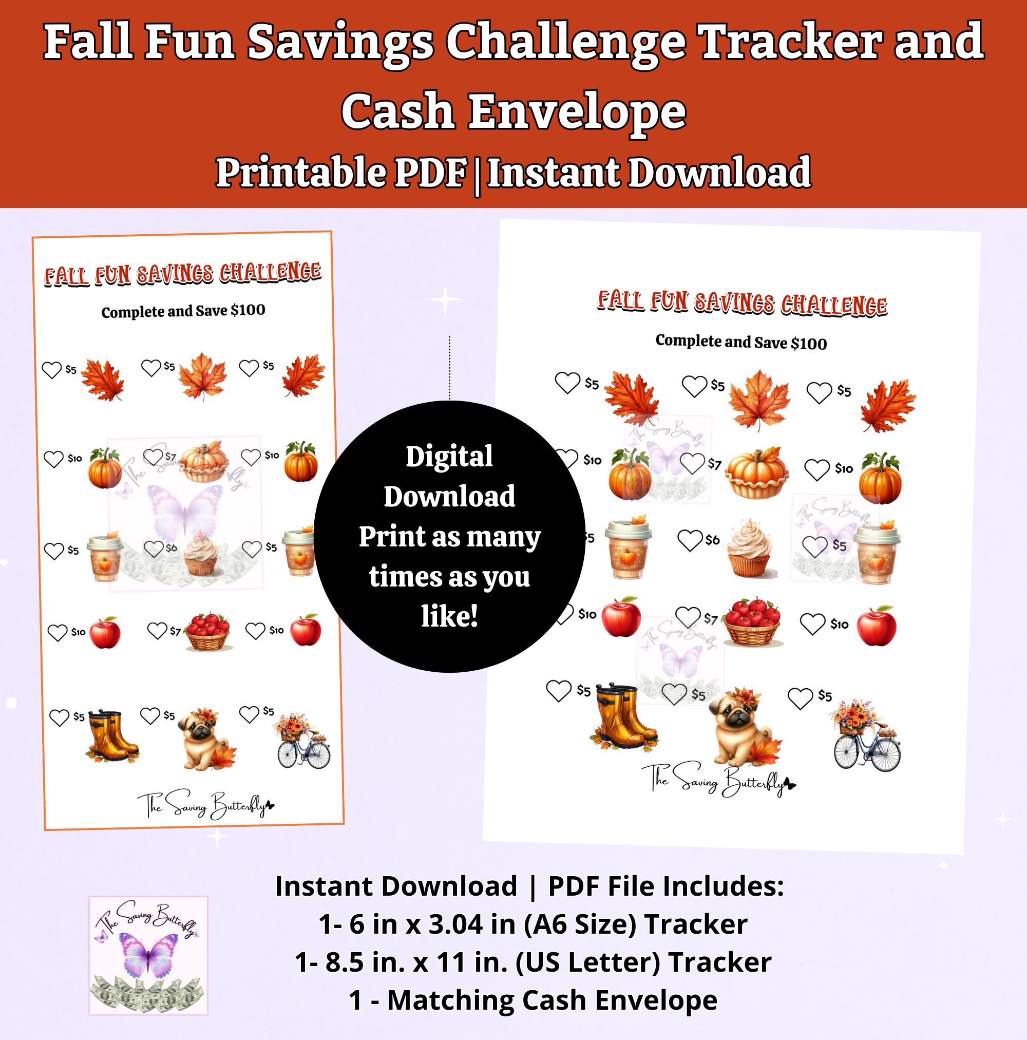 Fall Financial Tips Printable Fall Savings Challenge: A6 Cash Stuffing Tracker (PDF ...
