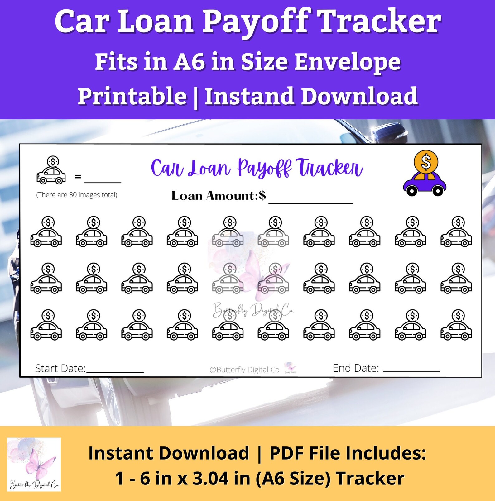 Printable Car Loan Payoff Tracker A6/ Debt Payoff Tracker/ Etsy