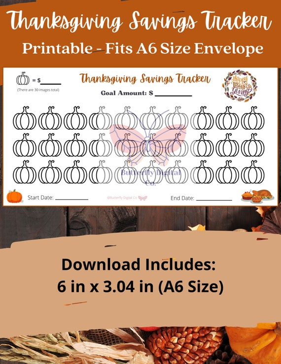 Printable Thanksgiving Savings Tracker A6/ Fall Savings/ | Etsy