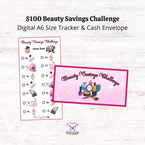 Druckbares 100 Dollar Beauty Spars Challenge Tracker Set A6/ 100 Dollar Spars Challenge/ Mini Sparking Challenge/ A6 Cash Umschlag Set