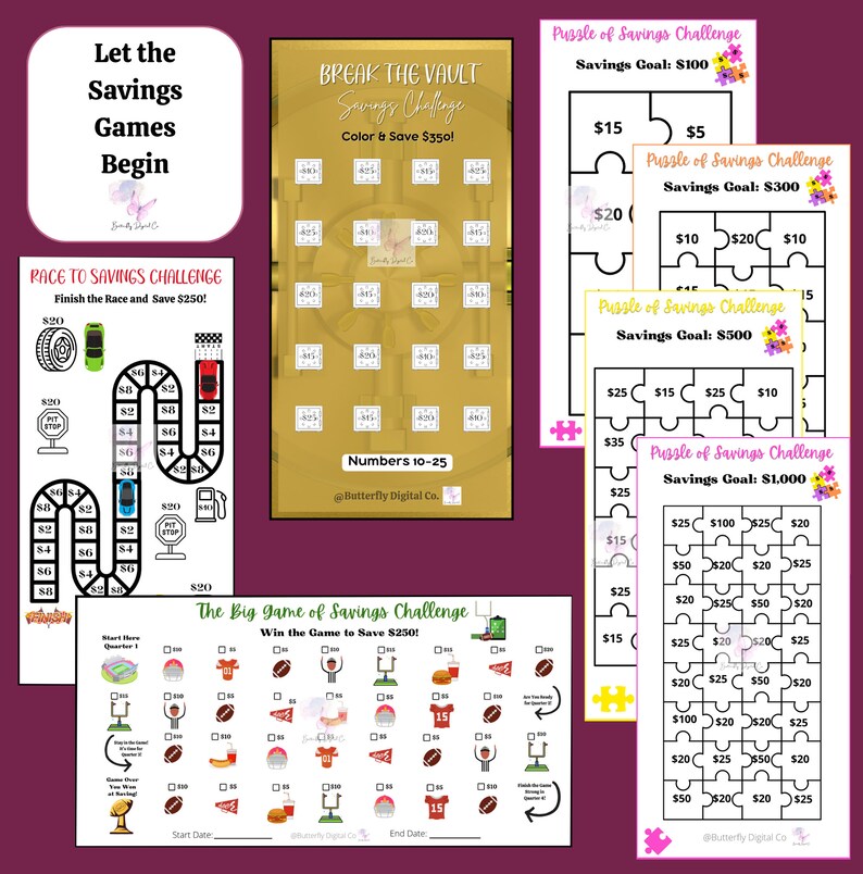 Printable 37 Savings Challenge Tracker Bundle Matches Fun - Etsy