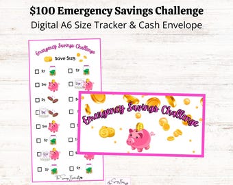 Printable 125 Dollar Emergency Savings Challenge Tracker A6, A6 Savings Challenge, Low Income Savings Challenge, Mini Cash Envelope