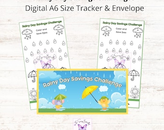 Printable Rainy Day Savings Challenge: A6 Tracker Bundle (Digital Download)