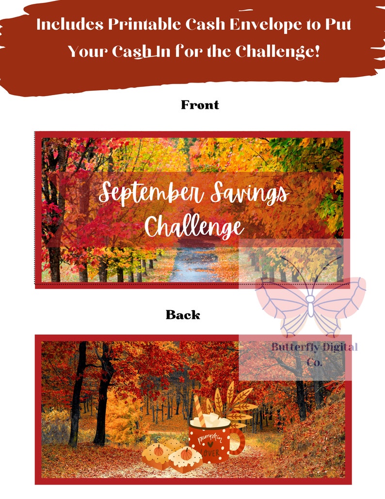 Printable September Savings Challenge Tracker A6 and Cash - Etsy