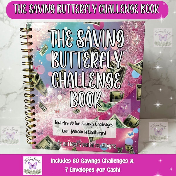 The Saving Butterfly Challenge Book, 80 Fun Savings Challenges to Save the Fun Way, Color and Save By Number, Easy Complete and Save Book