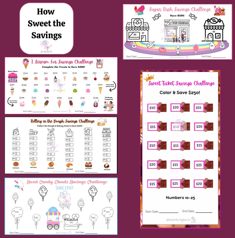 Printable 37 Savings Challenge Tracker Bundle Matches Fun - Etsy
