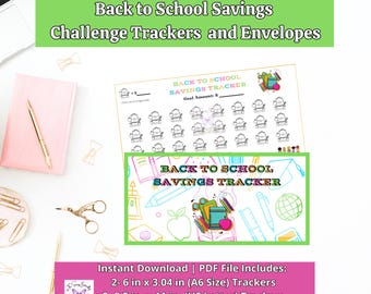 Back to School Savings Challenge: A6 Tracker & Cash Envelope (PDF)