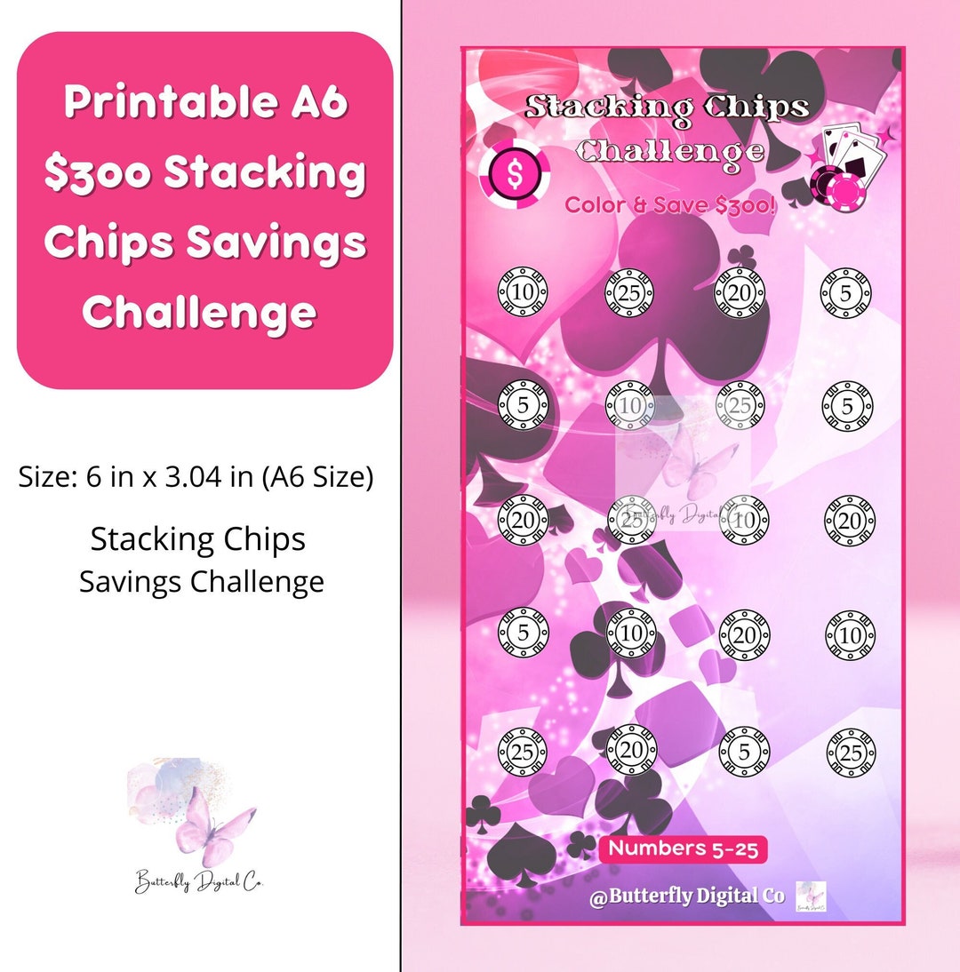 Printable 300 Dollar Stacking Chips Savings Challenge Tracker Etsy