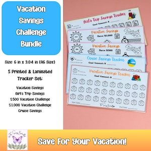 Vacation Savings Challenge Bundle Set, A6 Savings Challenges, Girl&#39;s Trip, Fun Savings Trackers, Mini Savings Challenge, Low Income Savings