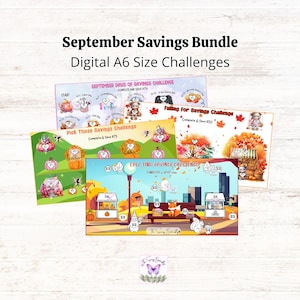 Printable September Savings Challenge Bundle: Fall Theme, Cash Stuffing A6 (PDF Download)