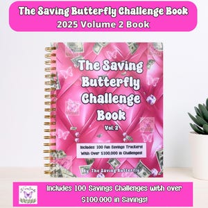 Saving Butterfly Challenge Book 2025 | 100 Money Saving Challenges | Budget Planner | Cash Envelope Binder Set | Save 100K Tracker