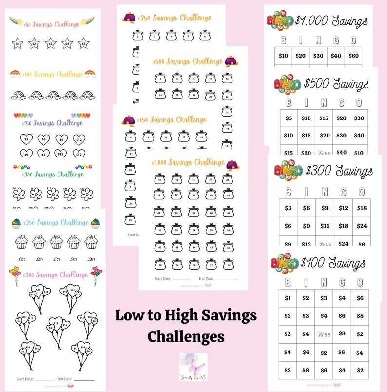 Printable Savings Challenge Book/digital Savings Book/ Low - Etsy