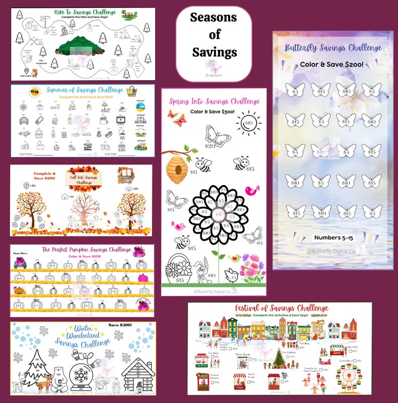 Printable 37 Savings Challenge Tracker Bundle Matches Fun - Etsy