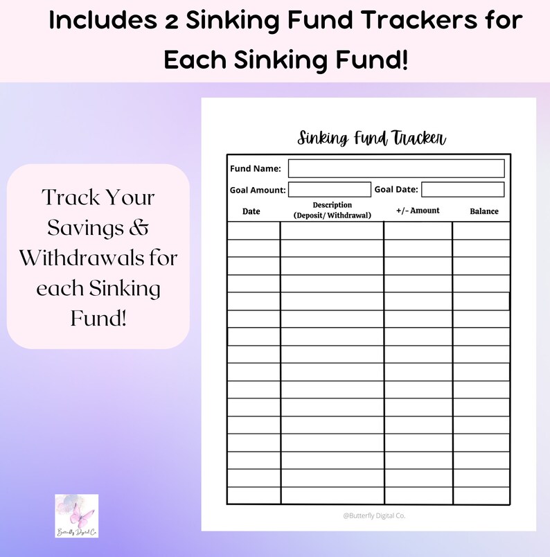 Printable Sinking Funds Savings Book Digital Savings Book Etsy