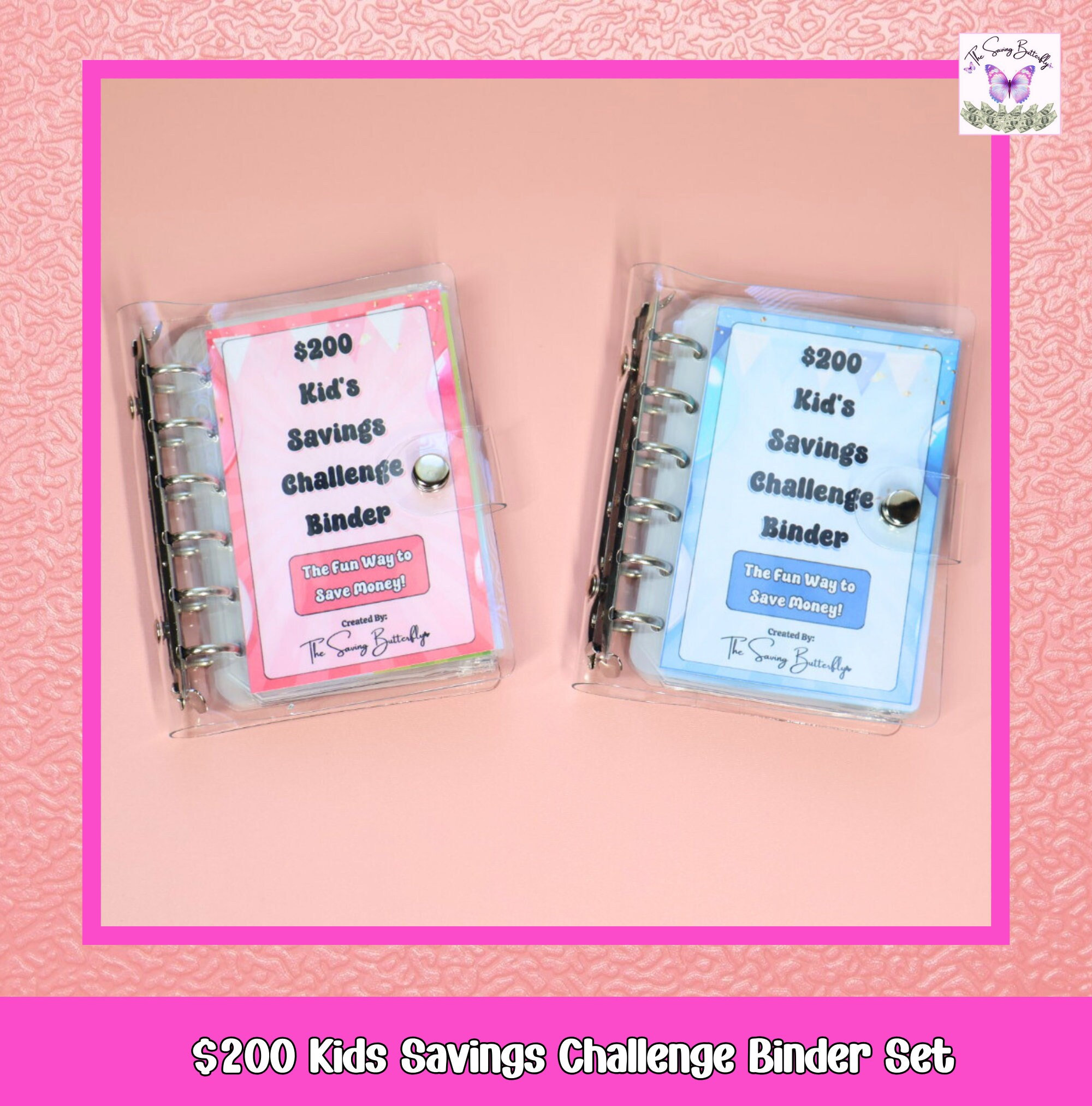 Mini Kids Savings Challenge Binder Set, A7 Size Cash Binder and Cash Envelopes, 500 Dollar Savings Tracker Bundle, Child Cash Budget Binder