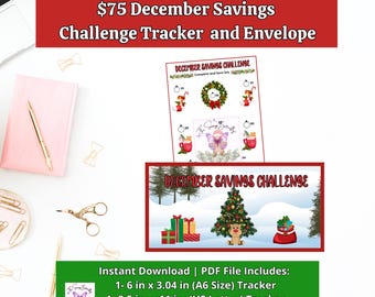 December Savings Challenge Printable: Color & Save Tracker, A6 Binder Insert (PDF Download
