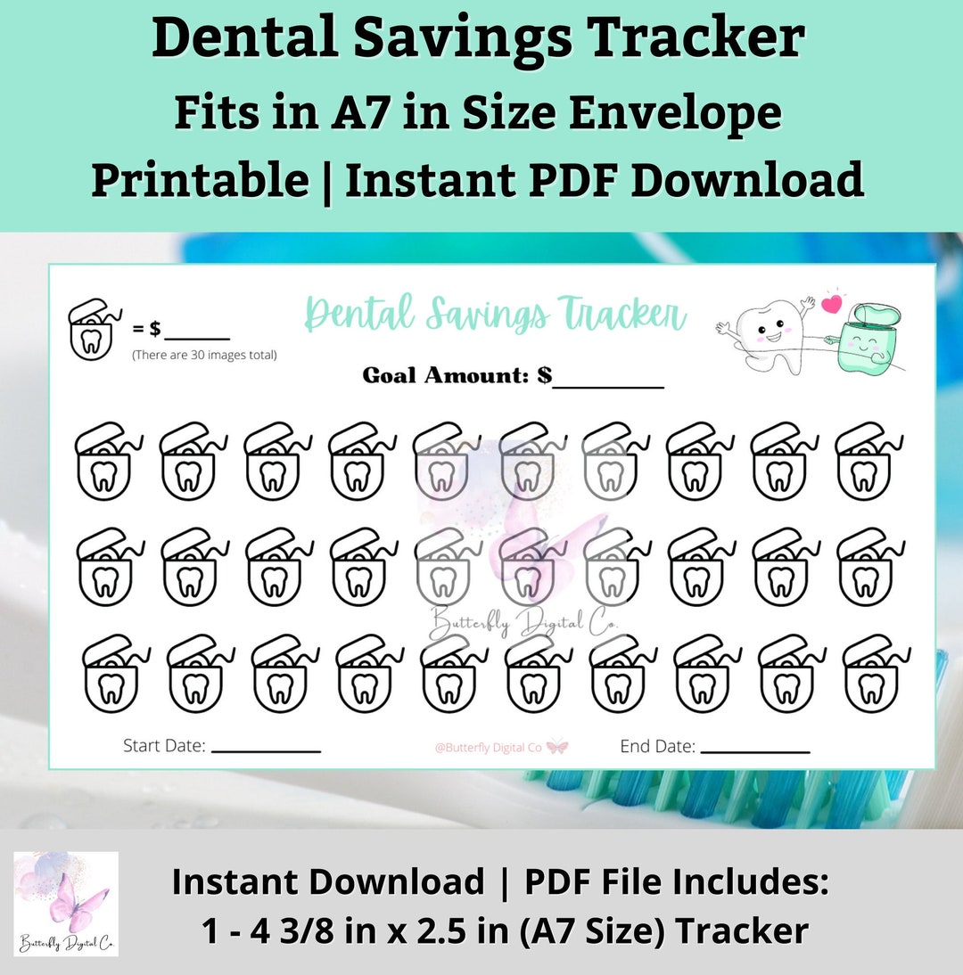 Printable Dental Savings Tracker A7/ Dentist Savings Tracker/ Etsy