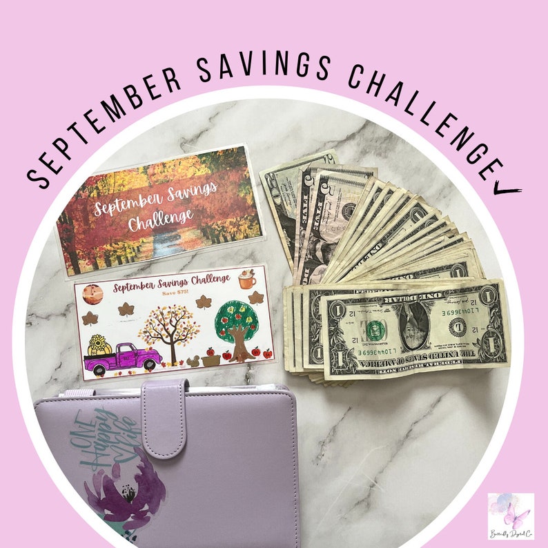 Printable September Savings Challenge Tracker A6 and Cash - Etsy