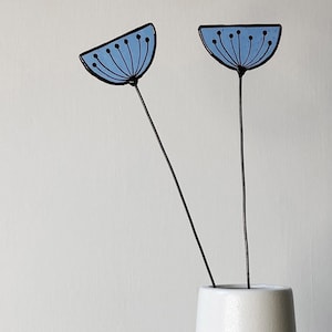 Stained Glass Flower Suncatcher Blue Achillea