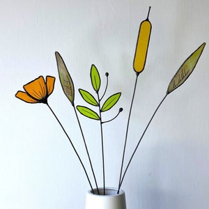 Stained Glass Wild Flowers, Everlasting Bouquet, Wildflower Arrangement, 5 Stems, Perfect Gift, Create your own Unique Flower Display