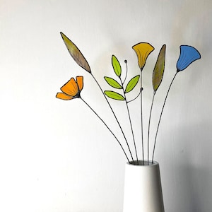 Stained Glass Wild Flowers, Everlasting Bouquet, Wildflower Arrangement, 6 Stems, Perfect Gift, Create your own Unique Flower Display