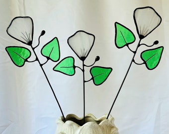 Stained Glass Wild Flowers, Moonflower, Handmade Everlasting Wildflower Suncatcher, Price per Stem. Add to or create your own unique display