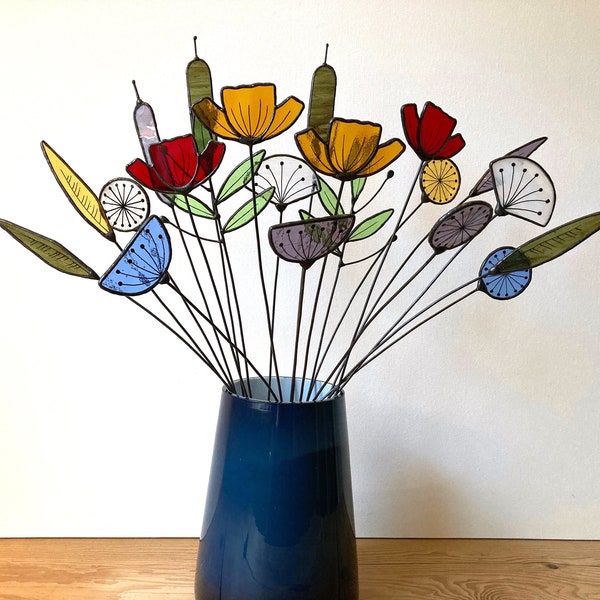 Stained Glass Flower Bouquet, 20 Wildflower stems. My biggest bouquet.